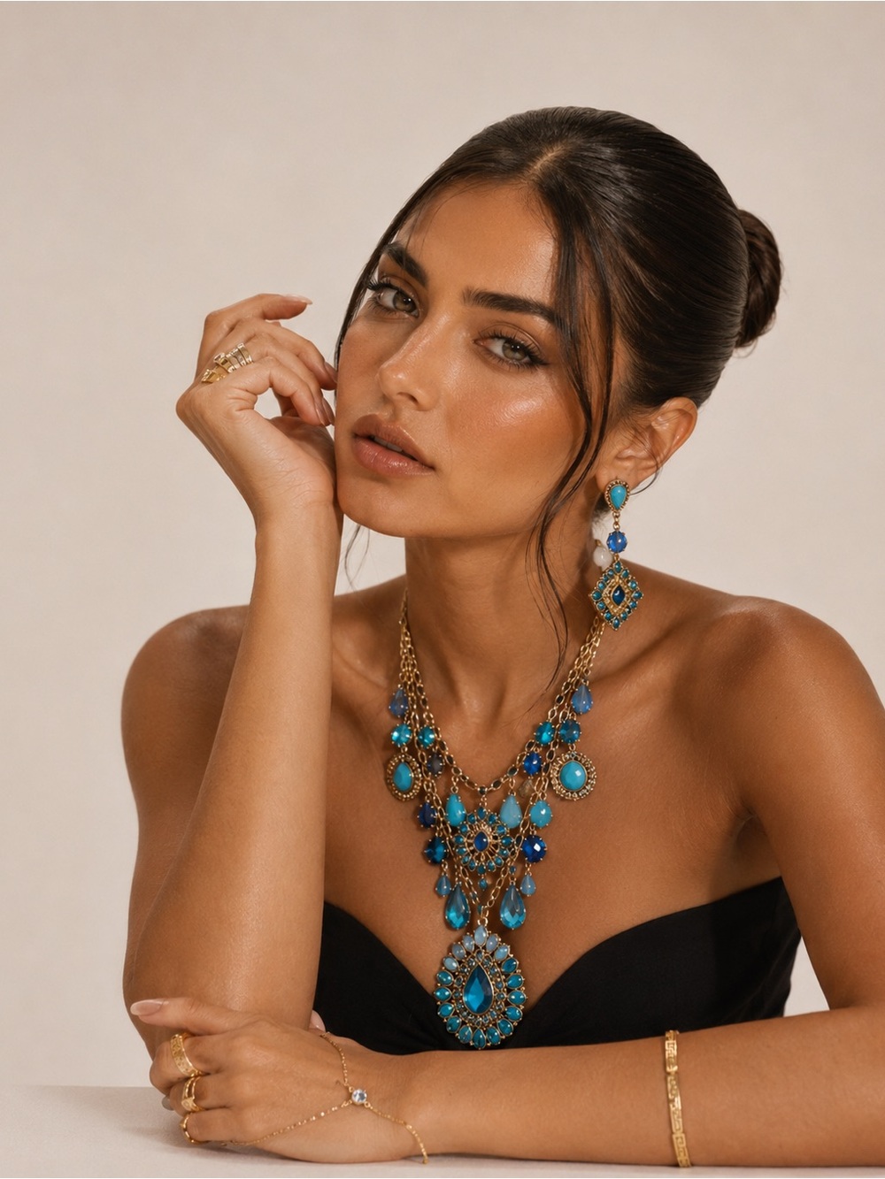 Shades of Blue Statement Necklace Set